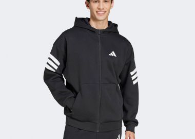 ADIDAS FUTURE ICONS 3-STRIPES FULL-ZIP HOODIE ΜΑΥΡΟ - ADIDAS PERFORMANCE - 
