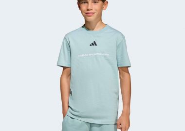ADIDAS KIDS SLOGAN SINGLE JERSEY T-SHIRT ΜΠΛΕ - ADIDAS PERFORMANCE - 