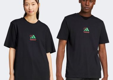 ADIDAS LOUNGE PIZZA GRAPHIC T-SHIRT ΜΑΥΡΟ - ADIDAS PERFORMANCE - 