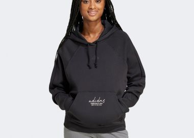 ADIDAS SIGNATURE GRAPHIC EMBROIDERY FLEECE LOOSE HOODIE ΜΑΥΡΟ - ADIDAS PERFORMANCE - 