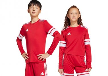 adidas Squadra 25 Long Sleeve Jersey for Kids Red and White JJ0041 - adidas performance - 