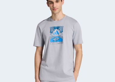 ADIDAS SUMMER SLIDES RELAX GRAPHIC T-SHIRT ΓΚΡΙ - ADIDAS PERFORMANCE - 