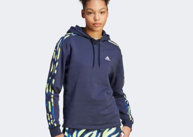 ADIDAS VIBRANT PRINT 3-STRIPES HOODIE ΜΠΛΕ - ADIDAS PERFORMANCE - 