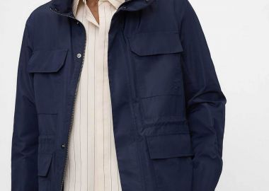 Adolfo Domínguez ανδρικό jacket με τσέπες και ψηλό λαιμό - 124081200 Σκούρο Μπλε - ADOLFO DOMINGUEZ - 