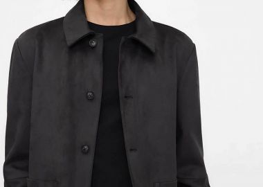 Adolfo Domínguez ανδρικό overshirt μονόχρωμο faux suede - 175011003 Ανθρακί - ADOLFO DOMINGUEZ - 