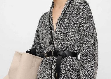 Adolfo Domínguez γυναικείο jacket με ανάμεικτη πλέξη - 252011068 Ασπρόμαυρο - ADOLFO DOMINGUEZ - 