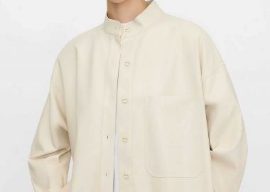 Adolfo Domínguez γυναικείο overshirt με faux δέρμα - 221011139 Μπεζ - ADOLFO DOMINGUEZ - 