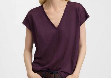 Adolfo Domínguez γυναικείο Τ-Shirt λινό - 272041783 Μοβ Σκούρο - ADOLFO DOMINGUEZ - 