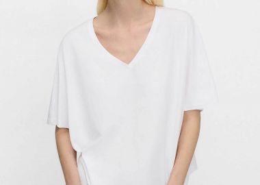 Adolfo Domínguez γυναικείο Τ-Shirt με V λαιμόκοψη - 272031782 Λευκό - ADOLFO DOMINGUEZ - 