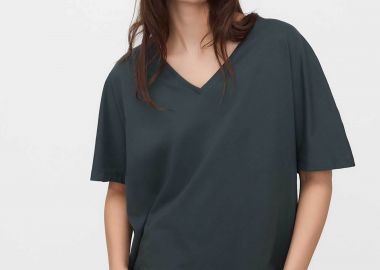 Adolfo Domínguez γυναικείο Τ-Shirt με V λαιμόκοψη - 272031782 Πετρόλ - ADOLFO DOMINGUEZ - 