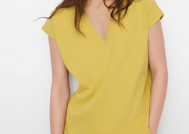 Adolfo Domínguez γυναικείο Τ-Shirt με V λαιμόκοψη - 272092507 Κίτρινο Pastel - ADOLFO DOMINGUEZ - 