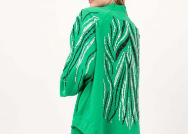 Aerin γυναικείο πουκάμισο με κεντήματα πράσινο - SOU - 