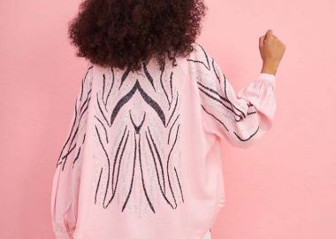 Aerin γυναικείο πουκάμισο με κεντήματα ροζ - SOU - 