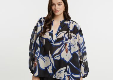 Αέρινη μπλούζα με αφηρημένο floral μοτίβο - MAT FASHION - 