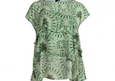Αέρινη μπλούζα με palm print και βολάν - MAT FASHION - 