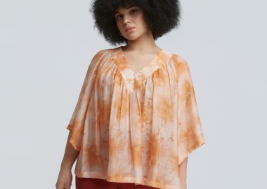 Αέρινη μπλούζα tie-dye με V-λαιμόκοψη - MAT FASHION - 