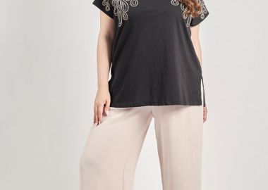 Αέρινη παντελόνα washed ανάγλυφο -  - 