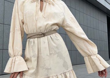 αέρινο chic φόρεμα Devorè μπεζ - PerfectDress.gr - 