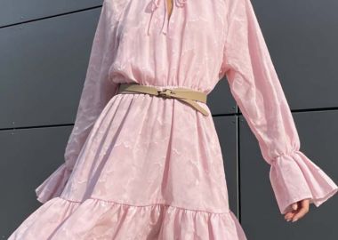 αέρινο chic φόρεμα Devorè ροζ - PerfectDress.gr - 