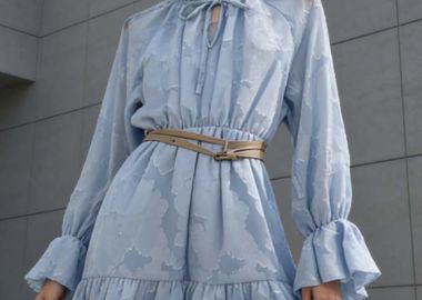 αέρινο chic φόρεμα Devorè σιέλ - PerfectDress.gr - 