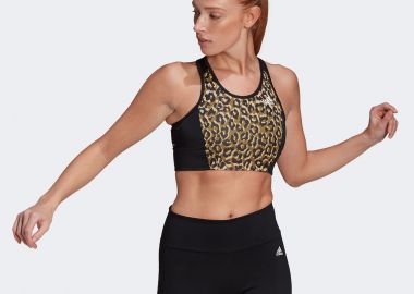 AEROREADY DESIGNED 2 MOVE LEOPARD PRINT BRA TOP ΜΑΥΡΟ - ADIDAS PERFORMANCE - 