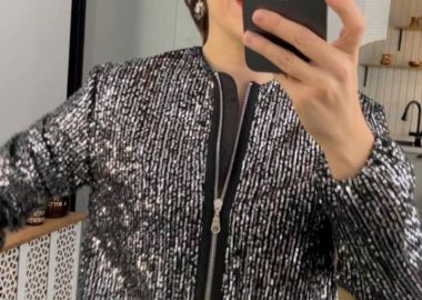 AIDA γυναίκειο ζακέτα με παγιετες κ φερμουάρ - SOU - 