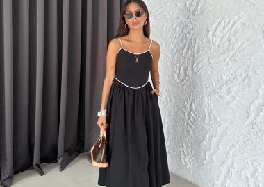 AIGLI γυναικεία Μιντί φόρεμα μαύρο σε Α γραμμή - SOU - 