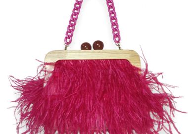 airy retro feather τσαντάκι σε φούξια - PerfectDress.gr - 