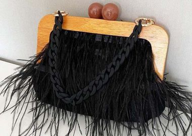 airy retro feather τσαντάκι σε μαύρο - PerfectDress.gr - 