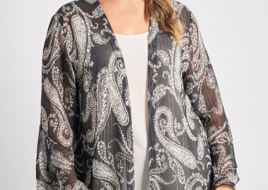 Αιθέριο κιμονό εμπριμέ με λαχούρια & λάμψη lurex -  - 