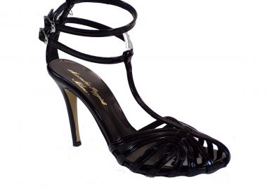 Alessandra Paggioti Γυναικεία Πέδιλα 50050 Μαύρο Λουστρίνι - Alessandra Paggioti - 