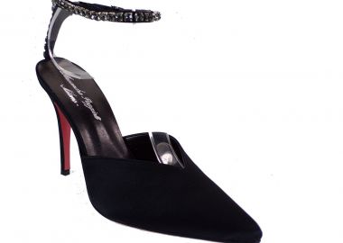 Alessandra Paggioti Γυναικεία Πέδιλα 89090 Μαύρο Σατέν - Alessandra Paggioti - 