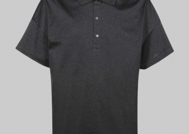 ALEXANDER MCQUEEN Ανδρικό Γκρι Oversized Polo With Logo Detail - ALEXANDER MCQUEEN - 