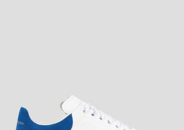 ALEXANDER MCQUEEN Ανδρικό Λευκό Oversized Leather Logo Sneakers - ALEXANDER MCQUEEN - 