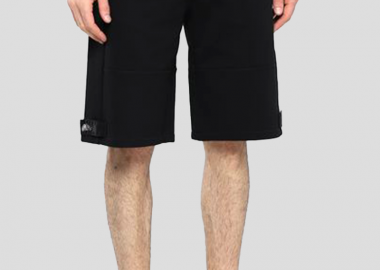ALEXANDER MCQUEEN Ανδρικό Μαύρο Bermuda Shorts With Seal Logo Straps - ALEXANDER MCQUEEN - 