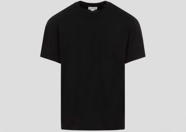 ALEXANDER MCQUEEN Ανδρικό Μαύρο Tape Logo T-Shirt - ALEXANDER MCQUEEN - 