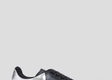 ALEXANDER MCQUEEN Ανδρικό ΜΑΥΡΟ Oversized Leather Sneakers - ALEXANDER MCQUEEN - 