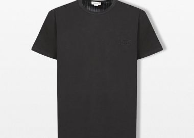 ALEXANDER MCQUEEN Ανδρικό ΜΑΥΡΟ Pinstripe Back Hybrid T-Shirt - ALEXANDER MCQUEEN - 