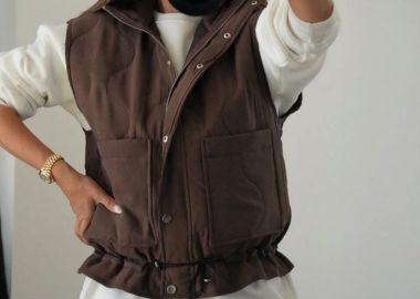 ALEXIE γυναίκειο καπιτονέ αμάνικο μπουφάν (ΚΑΦΕ) - SOU - 