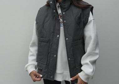 ALEXIE γυναίκειο καπιτονέ αμάνικο μπουφάν ΓΚΡΙ - SOU - 