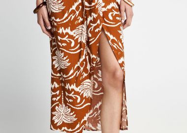 All over printed midi φούστα με άνοιγμα - FUNKY BUDDHA - 