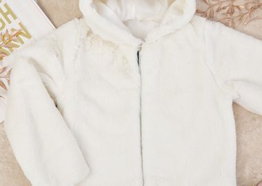 ALLY WHITE FUR HOODIE JACKET -  - 