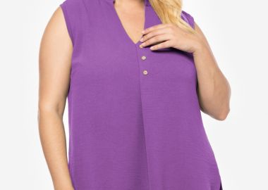 Αμάνικη μπλούζα με κουμπιά σε λιλά χρώμα -  - 