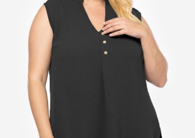 Αμάνικη μπλούζα με κουμπιά σε μαύρο χρώμα -  - 