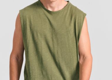 Αμάνικη μπλούζα με raw edges - FUNKY BUDDHA - 