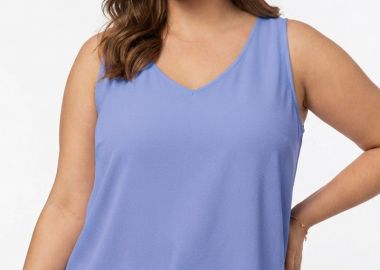 Αμάνικη μπλούζα με V σε ίντιγκο χρώμα -  - 