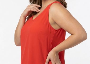 Αμάνικη μπλούζα με V σε κόκκινο χρώμα -  - 