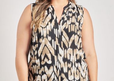 Αμάνικη μπλούζα σε εμπριμέ tribal -  - 