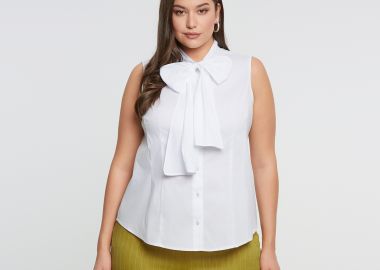 Αμάνικη πουκαμίσα με εντυπωσιακό φιόγκο - MAT FASHION - 