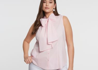 Αμάνικη πουκαμίσα με εντυπωσιακό φιόγκο - MAT FASHION - 